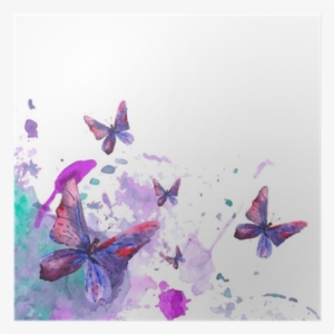 Abstract Watercolor Background With Butterflies Poster - Watercolour Abstract Butterfly Design