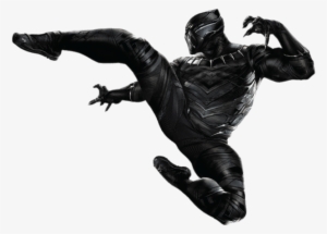 Black Panther Action Jump - Black Panther Png Transparent