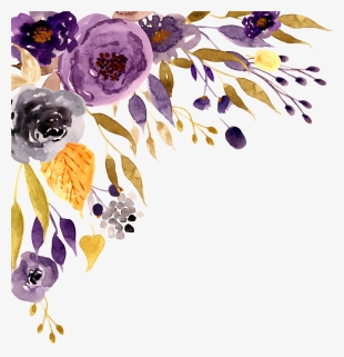 Flowers Floral Border Purple Watercolor Watercolor - Purple Watercolor Flower Border