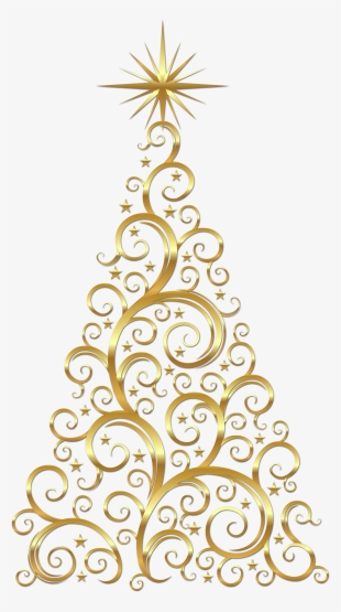Transparent Gold Deco Christmas Tree Clipart - Christmas Clip Art Gold