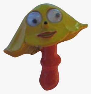 Rare 1960s Googly Eyes Mushroom Figural Orange Yellow - Brooch