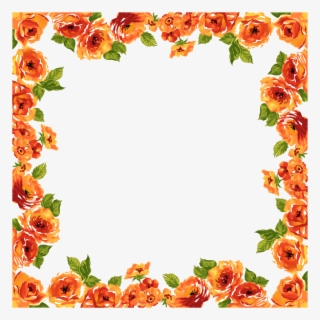 Orange Floral Border Png Image - Orange Flower Frame Png