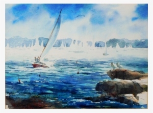 Marblehead Massachusetts Watercolor Painting, Maritime