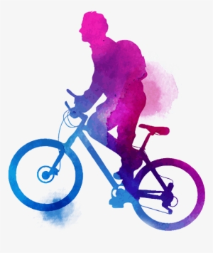 Watercolor Bike Rider2 - Man Riding Bicycle Png