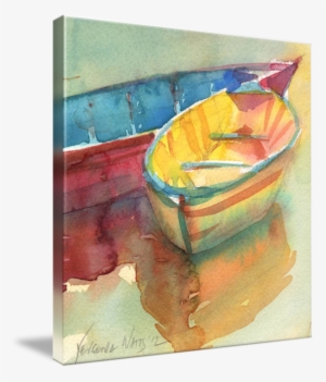 "little Yellow Boat" By Yevgenia Watts - Watercolor Painting