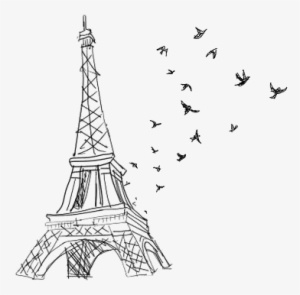 Eiffel Tower Discovered By B On We Heart It Svg Black - Eiffel Tower Drawing Birds