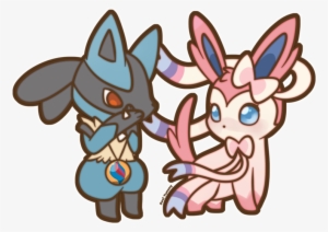 Picture Free Stock Commission Chibi And Lucario By - Pokemon Lucario And Sylveon