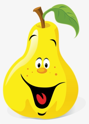 Anthropomorphic Happy Pear Banner Black And White - Fruit With Faces Clip Art