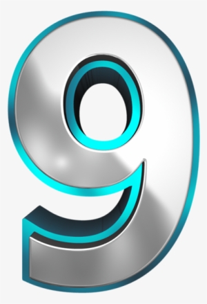 Metallic And Blue Number Nine Png Clipart Image - Nine Clipart