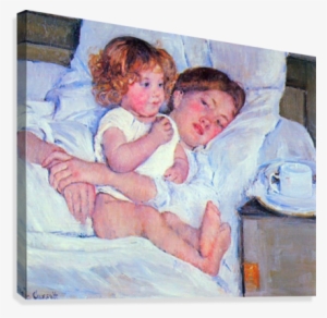 Breakfast In Bed By Cassatt Canvas Print - Wall Decal: Mother And Baby, 81x61in.