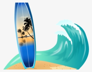 Drawn Wave Surfboard - Transparent Background Surf Clip Art