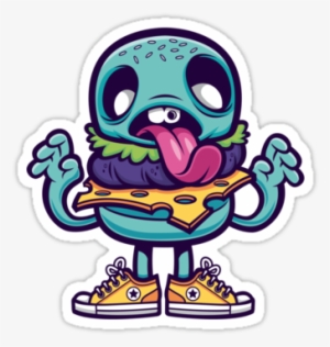 Cartoon Sticker Png - Drawings Of Zombie Burger