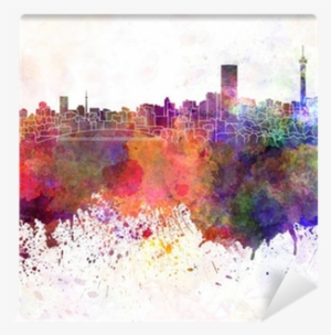 Johannesburg Skyline In Watercolor Background Wall - Johannesburg Skyline In Watercolor Background