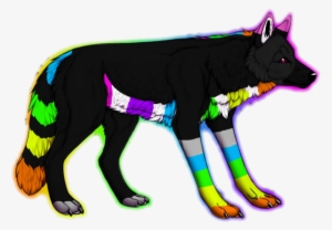 Neon Rainbow Wolf Adoptable Sold By Crystalcalluna-d7050p2 - Cat Grabs Treat