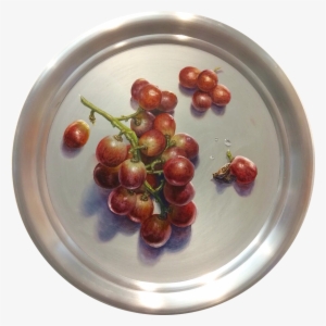 Grapes And Raisins, Oil On Aluminum, 11 Inches Diameter, - Sultana