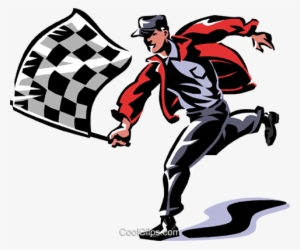 Man With A Checkered Flag Royalty Free Vector Clip - Checkered Flag Vector Png Free