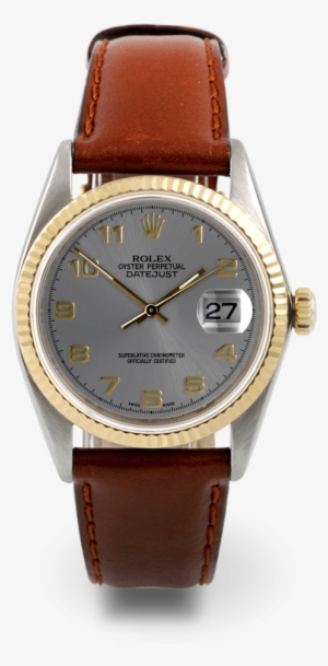 Used Rolex Men's Two Tone Datejust Watch - Gold Rolex Datejust Leather Strap