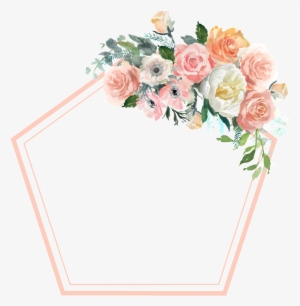 Hexagon Geometric Flower Transparent Border - Andaz Press Peach Coral Floral Garden Party Wedding