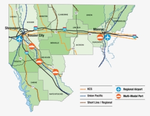 N La Region Railroad Map - Bossier City Railroads