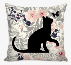 Floral Cats Square Pillow Cover " - Cat