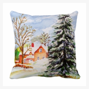 “home For Christmas” Snowy Winter Scene Watercolor - Home For Christmas