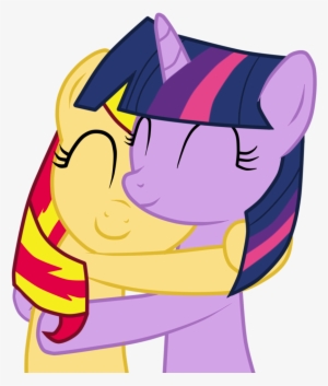 Hilarious In Hindsight, Hug, Lesbian, Pony, Safe, Shipping, - Sunset Shimmer And Twilight Sparkle Hug