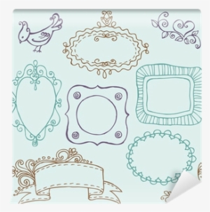 Sweet Doodle Frames With Birds And Flower Elements - Bird