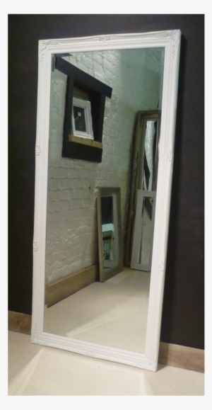An Overall View Of This Striking Contemporary Mirror - Modern Full Length White Mirror 165cm