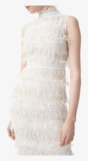 Aijek Rain Lace Trim High Neck Dress