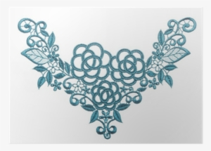 Embroidered Lace Trim Over White - Textile