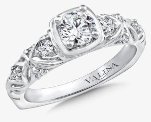 Valina Diamond Engagement Ring Mounting In 14k White - Channel Set Round Diamond Engagement Ring - .98 Carat