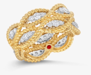 Roberto Coin 2 Row Ring With Diamonds - Roberto Coin Braided Diamond Ring - New Barocco Collection