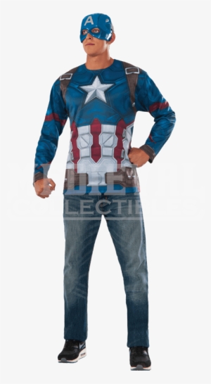 Adult Captain America Costume Top And Mask Set