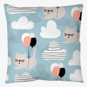 Seamless Childish Pattern With Cute Cats Flying With - Enfermagem Papel De Parede