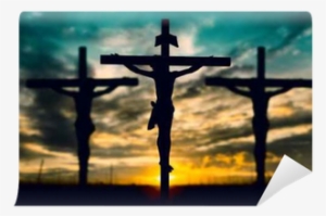 Silhouette Of Jesus With Cross Over Sunset Concept - Jesus On The Cross