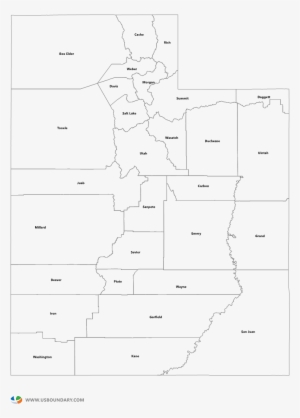 Utah Counties Outline Map - Utah Congressional Districts