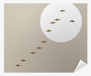 Flying Ducks Silhouette On Solar Background Poster - Bat