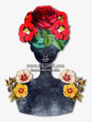 Floral Vintage Girl Heat Transfer Vinyl - Black Woman Art Flowers
