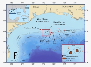 Western Gulf Of Mexico And The Location Of The Flower - Flower Garden Bank Sanctuary