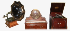 Two Phonographs And A Clock - Vintage Music Box Png