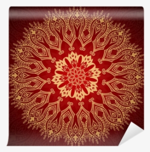 Burgundy Pattern With Gold Lace Ornament Wall Mural - Burgundy Pattern