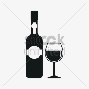 Wine Bottle And Cup Silhouette Vector Graphic - Wine Bottle Silhouette