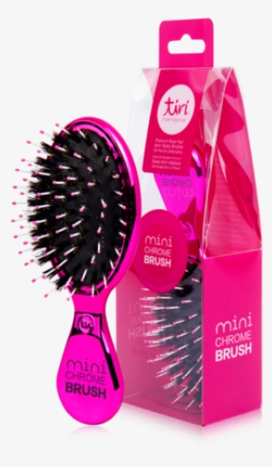 Mini Chrome Boar Bristle No-frizz Paddle Brush - Pink Brushes & Combs By Tiri - Pink Chrome No-frizz