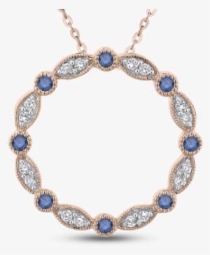 10k Pink Gold Blue And White Diamond Circle Pendant