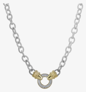 Heavy Link Chain With Diamond Circle - Necklace
