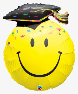 36" Smile Face Party Grad Balloon - Mylar Balloons
