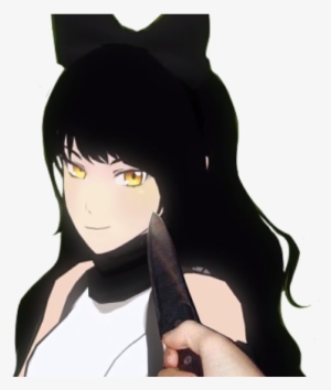 Blake Belladonna Face Black Human Hair Color Mammal - Anime Cat Girl Knife
