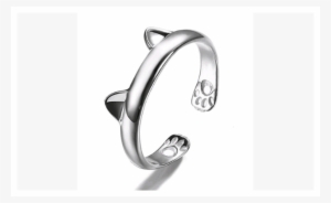 Silver Plated Cute Cat Ear Claw Open Ring For Women - Cat Men Wedding Band