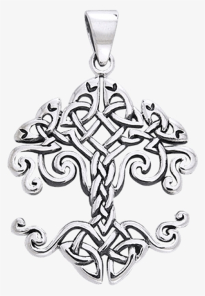 Celtic Knotwork Tree Of Life Pendant By Cari Buziak - Large Celtic Knot Tree Of Life Sterling Silver Pendant