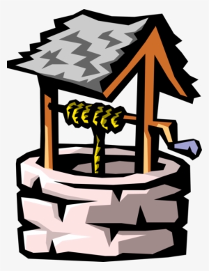 Vector Illustration Of Water Wishing Well With Pulley - Water Well Clipart